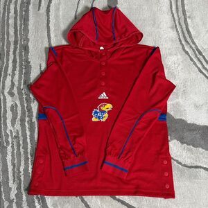 Adidas Unisex Mesh Red Hoodie with Kansas Jayhawks Logo